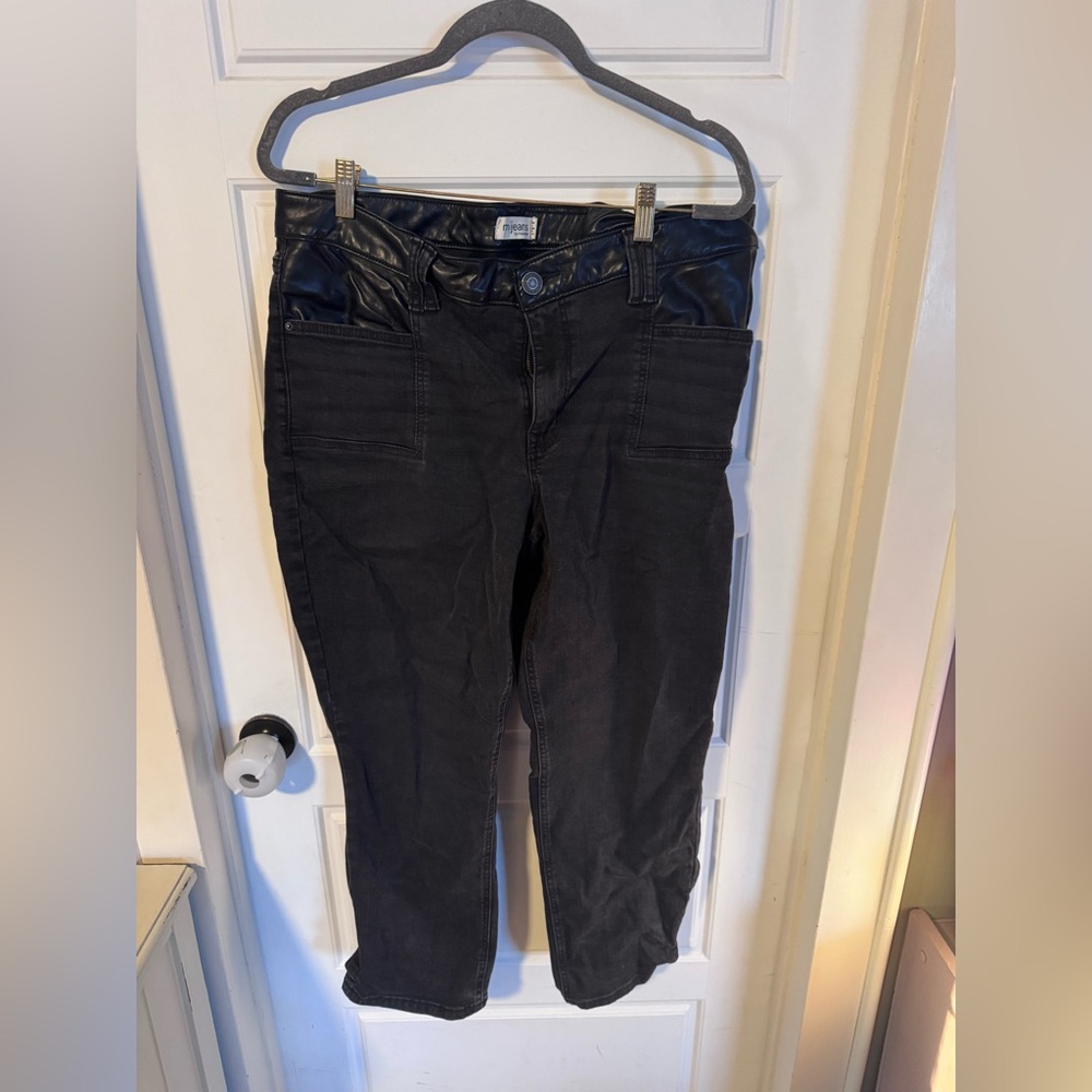 Maurices Black Ankle Jeans with Leather Detail